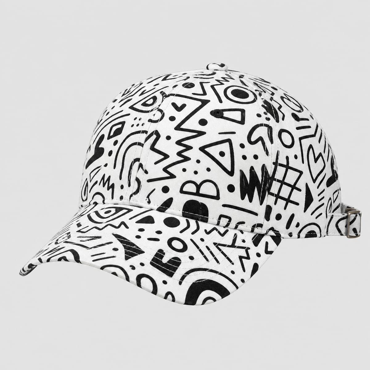 All-Over Doodle Print Baseball Cap