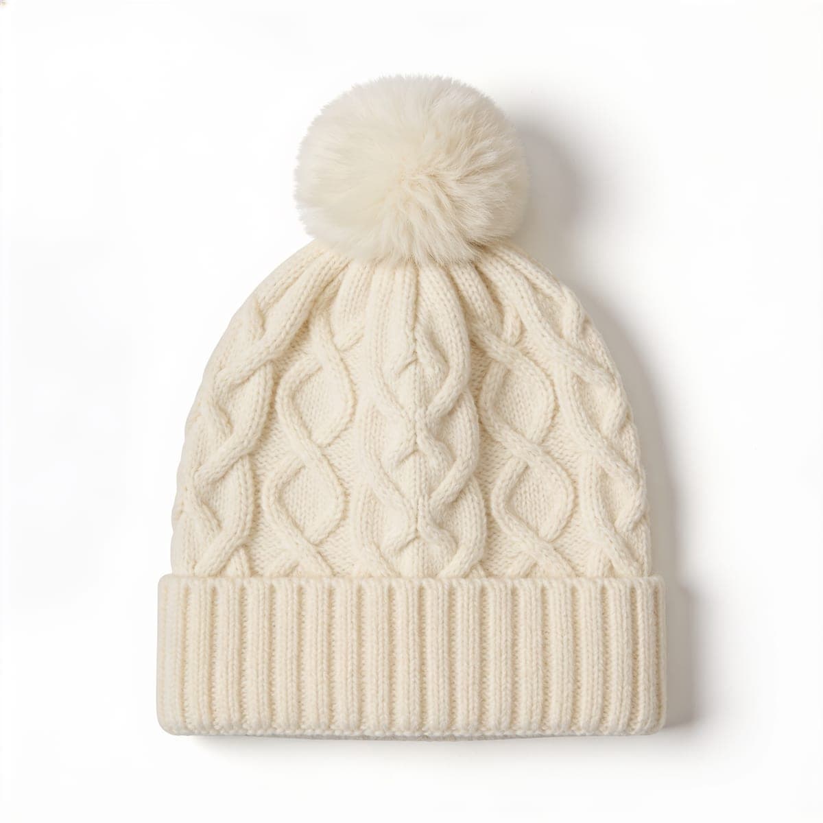 Cable Knit Pom Beanie