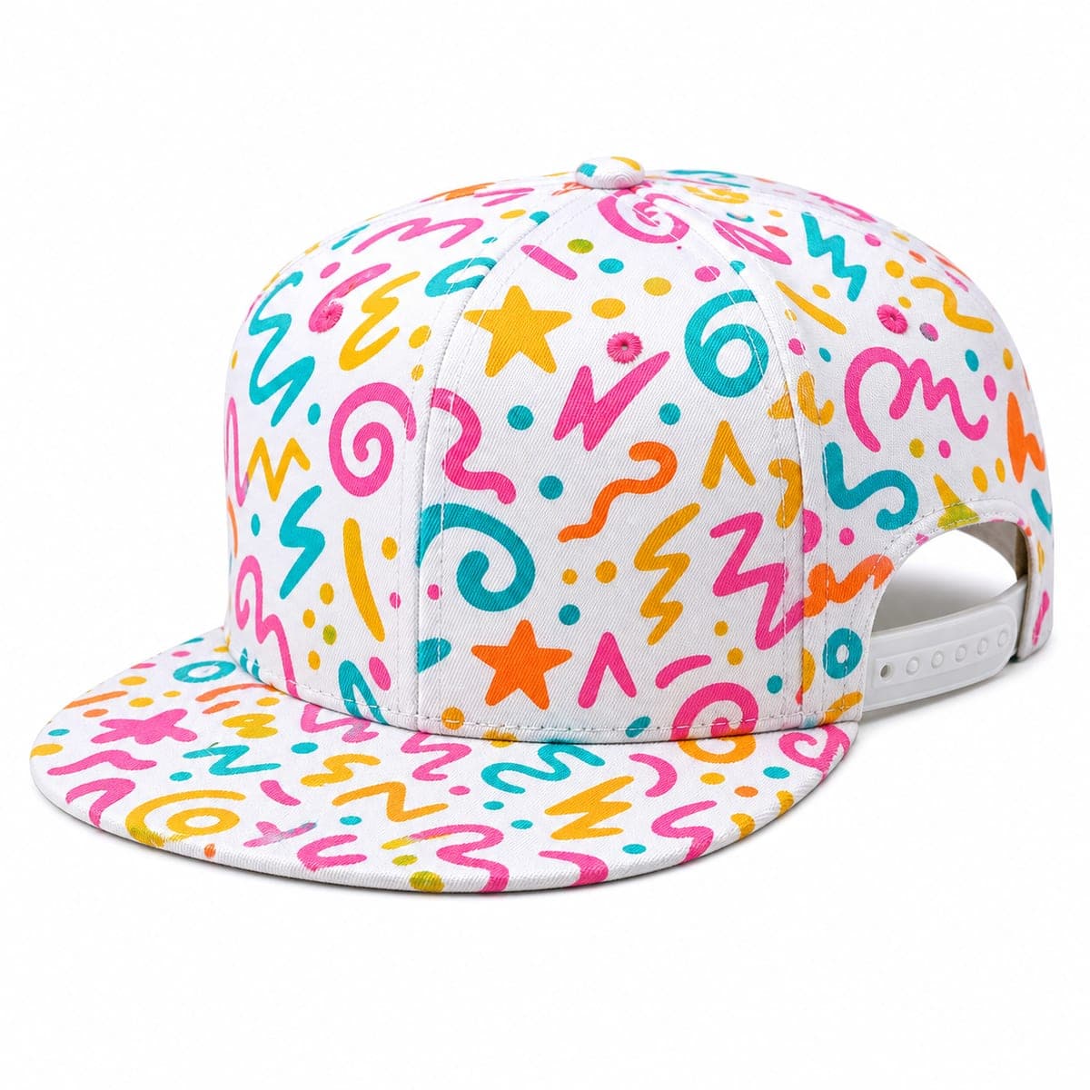 Graffiti Print Snapback Cap — Multicolor Doodle