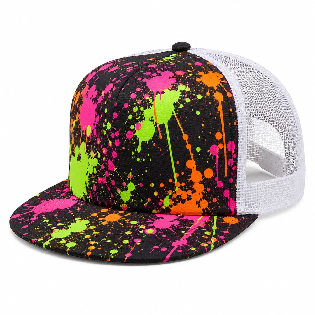 Neon Splatter Print Trucker Cap