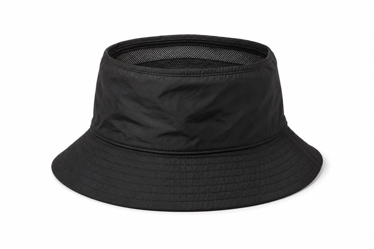 Nylon Packable Bucket Hat — Black