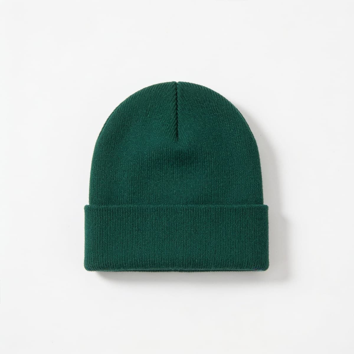 Fleece-Lined Ribbed Beanie — Forest Green
