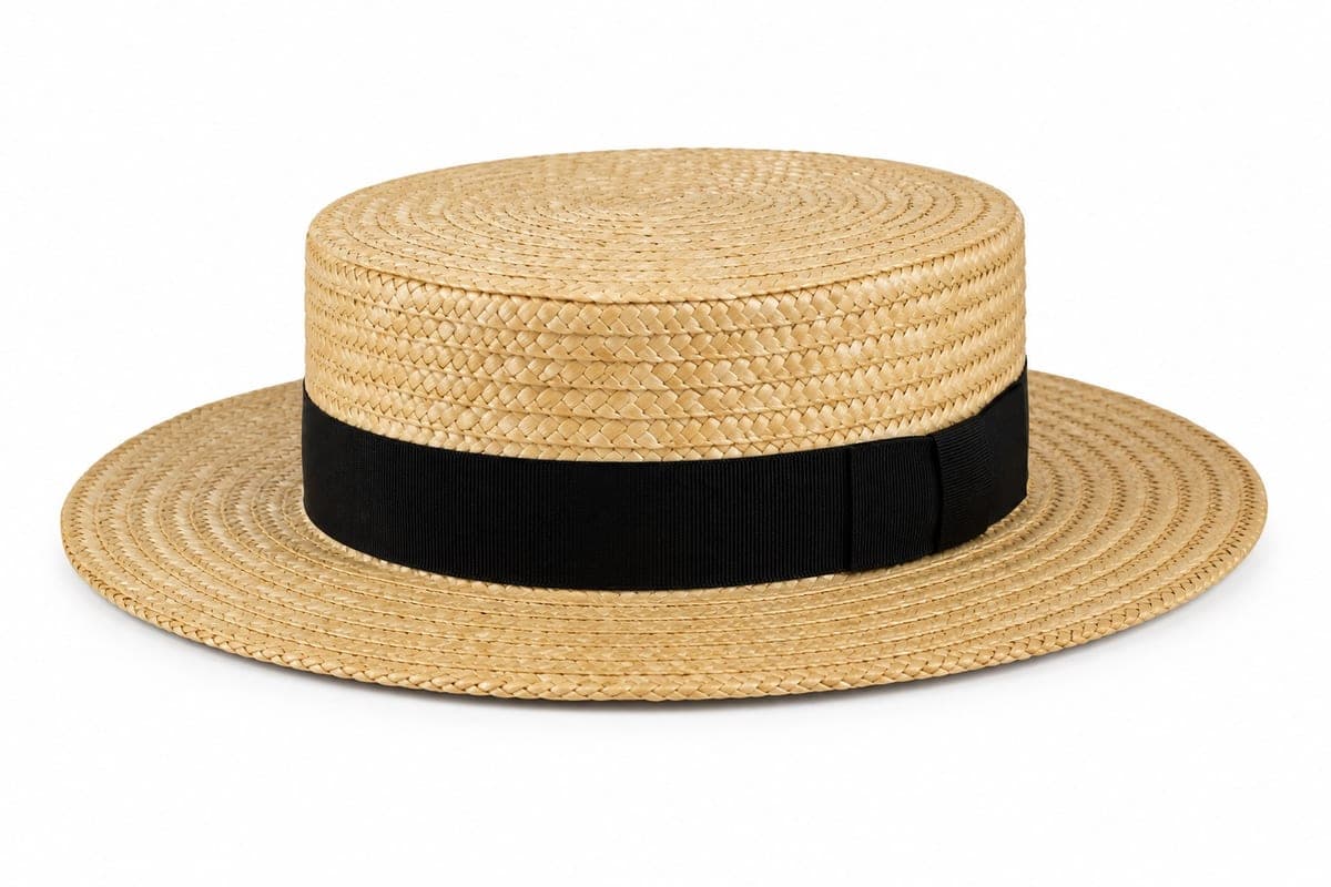 Foldable Straw Boater Hat — Natural / Black