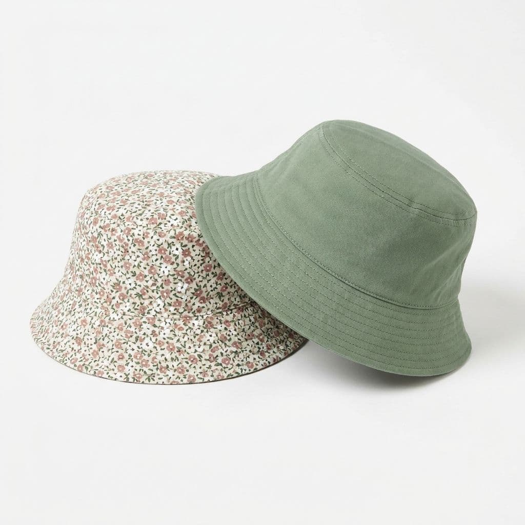 Reversible Print Bucket Hat — Floral / Sage