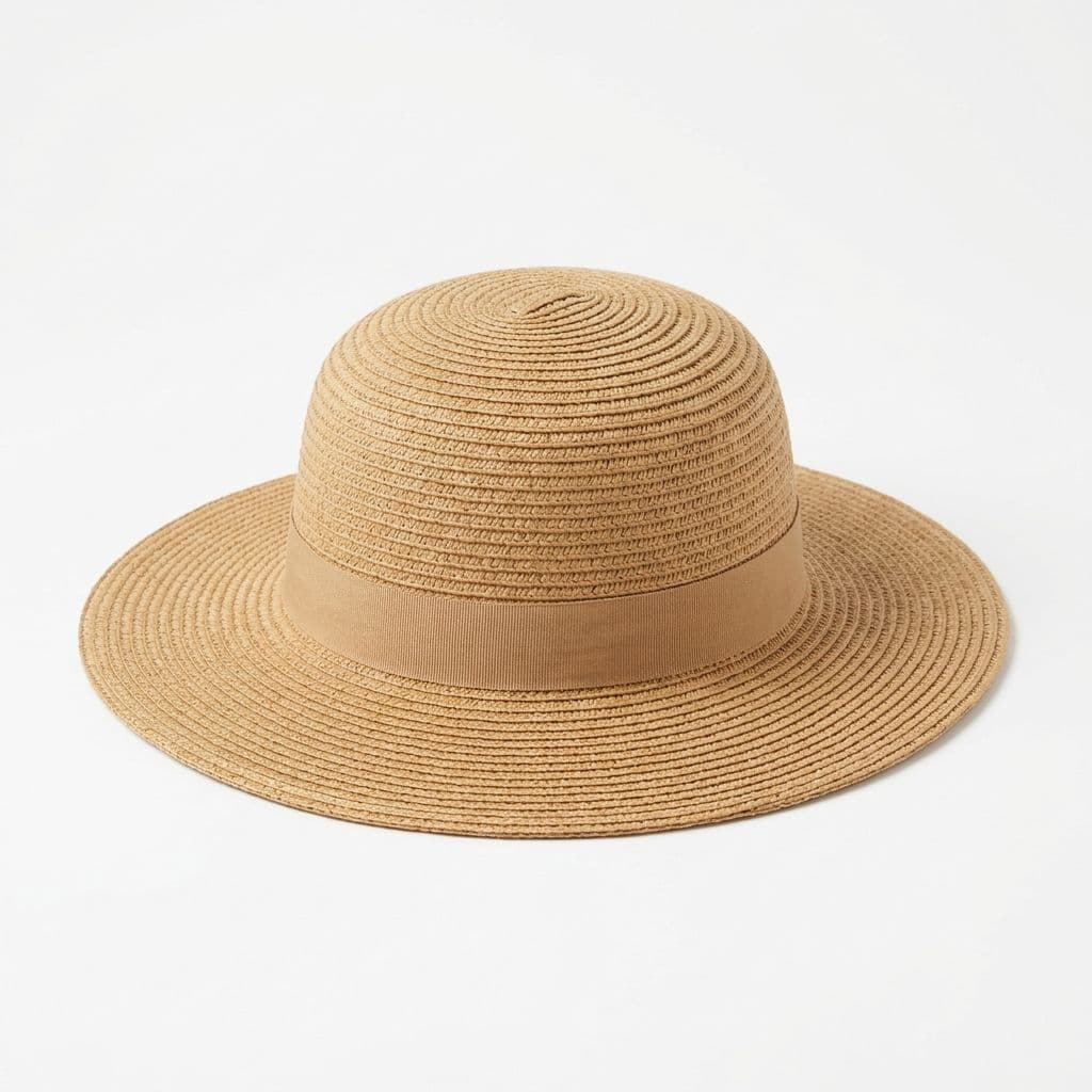 Stitched Paper Braid Sun Hat — Natural