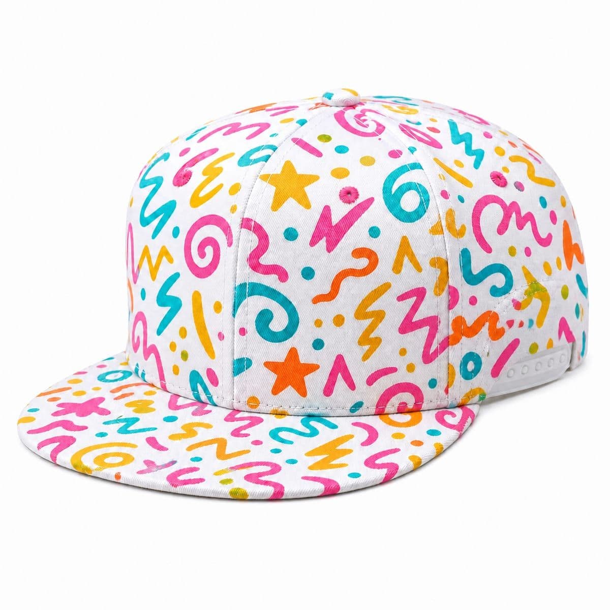 Graffiti Print Snapback Cap — Multicolor Doodle