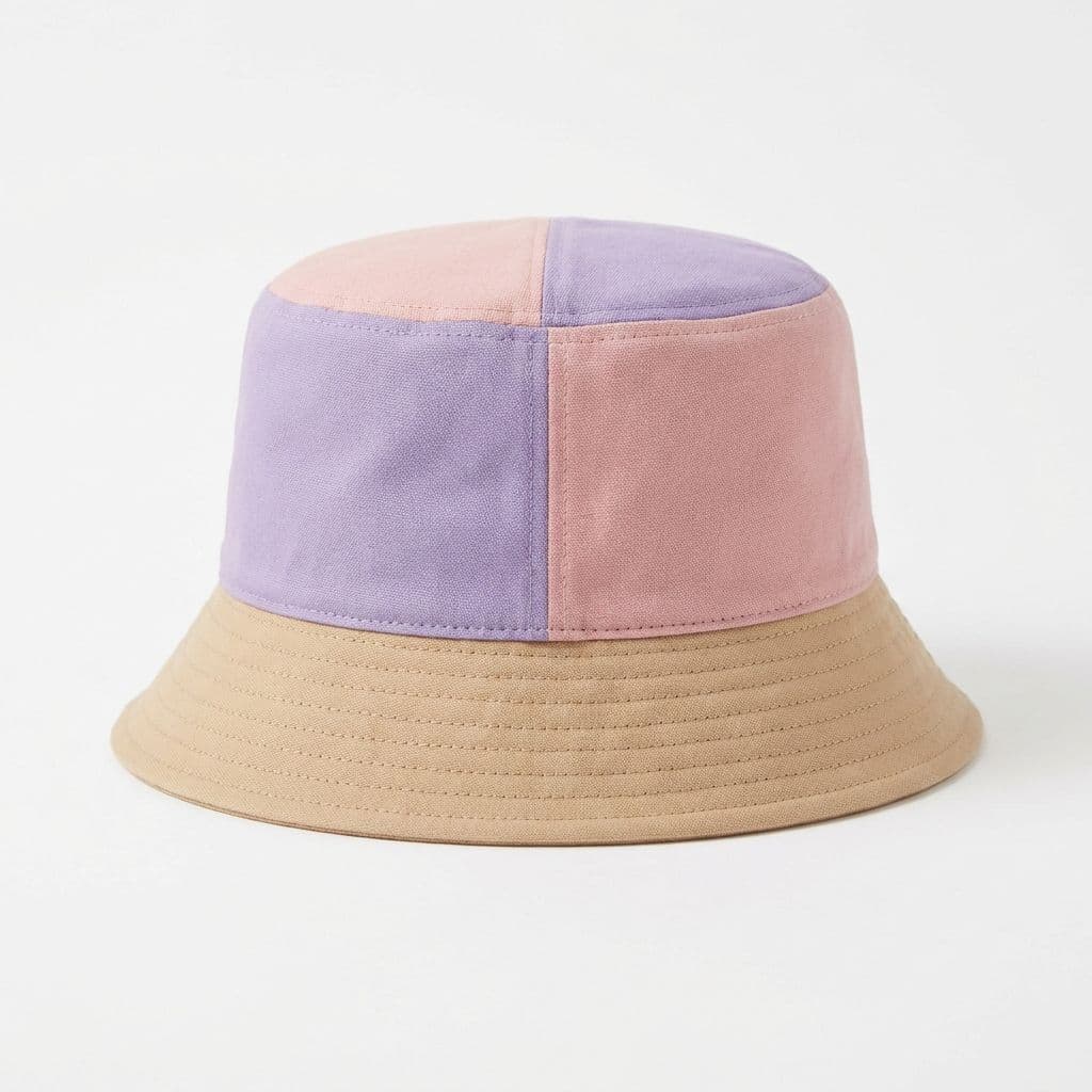 Colour-Block Bucket Hat — Lilac / Blush / Beige