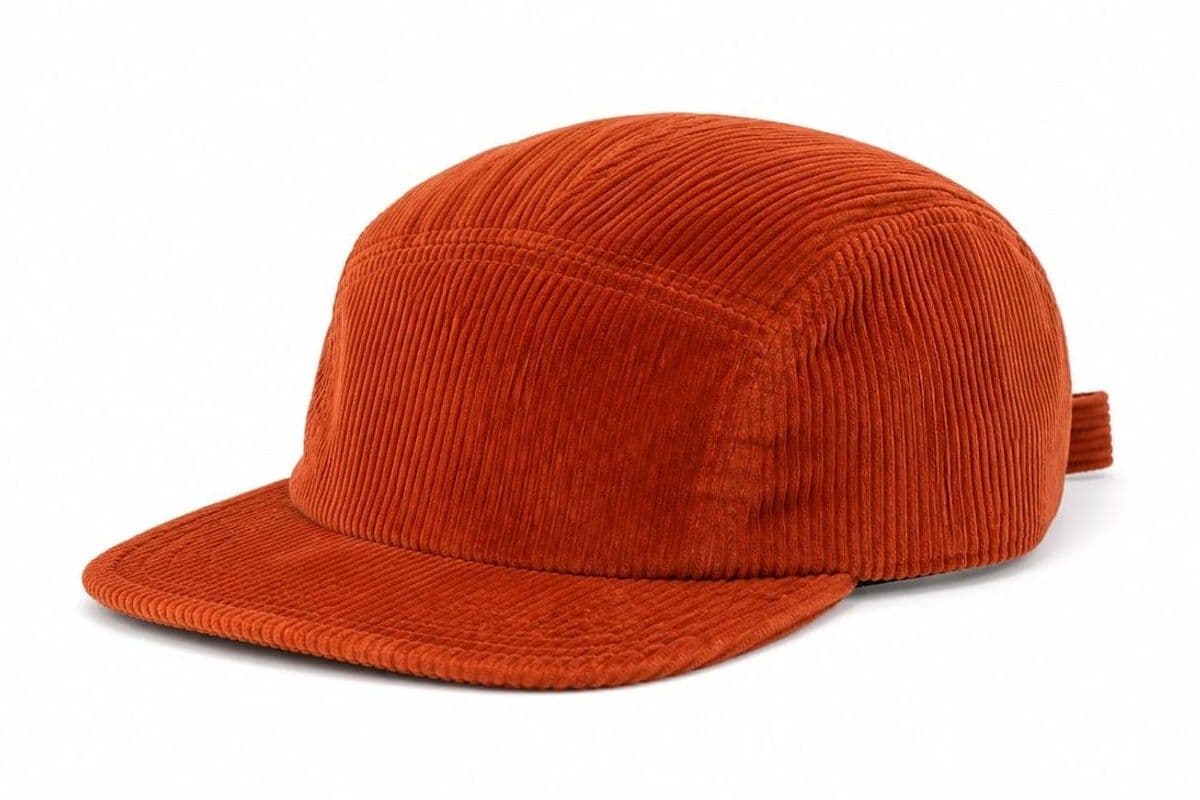 Corduroy 5-Panel Camp Cap — Rust