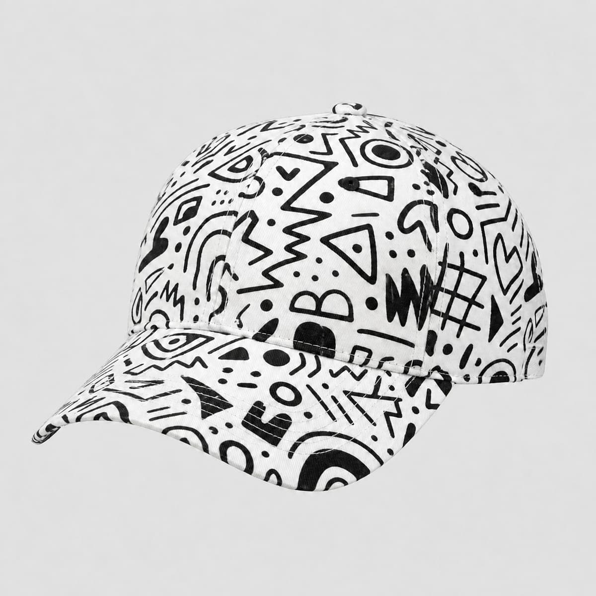 All-Over Doodle Print Baseball Cap